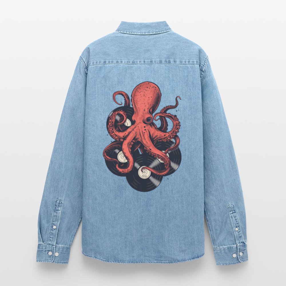 Vinyl Octopus – Denim Edition - Stanley/Stella Denim Hemd - verwaschenes Hellblau