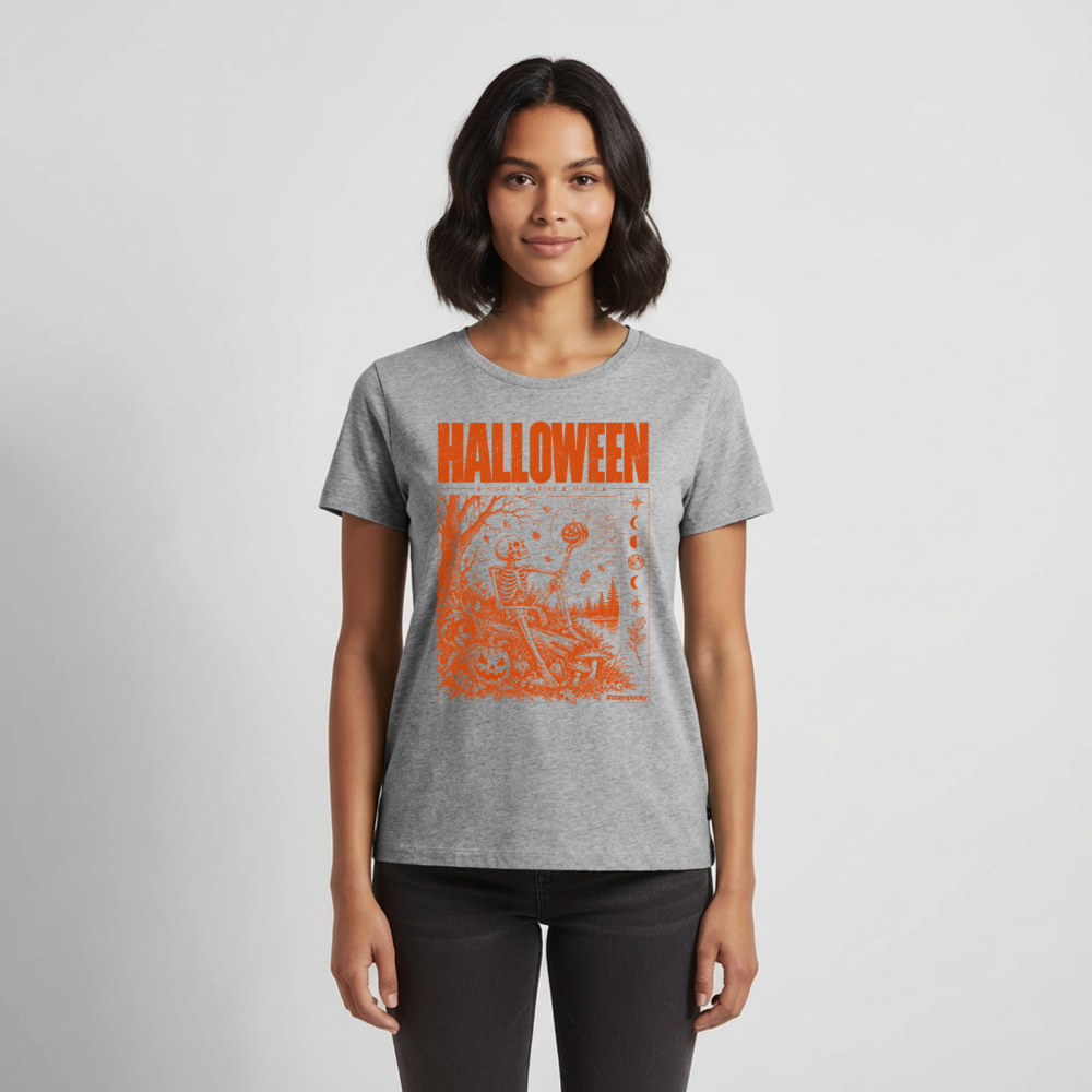 Pumpkin Moon – Frauen Premium T-Shirt - Grau meliert
