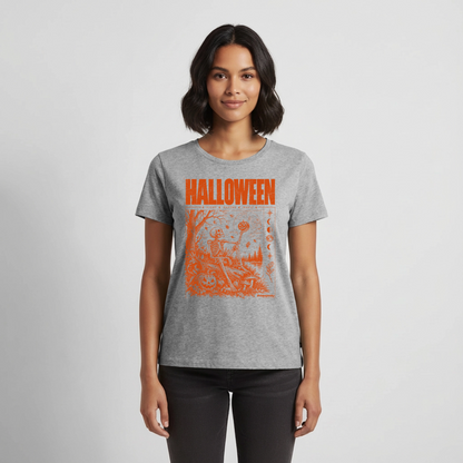 Pumpkin Moon – Frauen Premium T-Shirt - Grau meliert