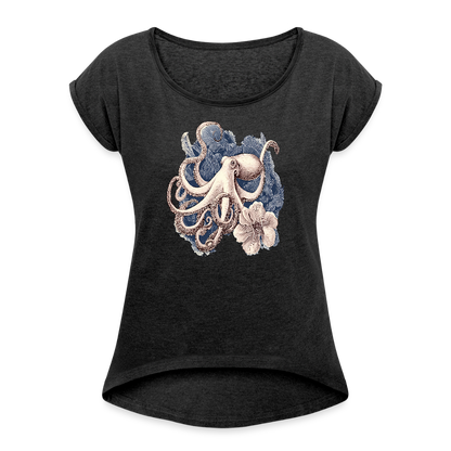 Vintage Oktopus - Frauen T-Shirt mit gerollten Ärmeln - by Artful Alchemist