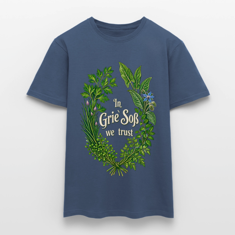 In Grie` Soß we trust - Männer T-Shirt - Dunkles Denimblau