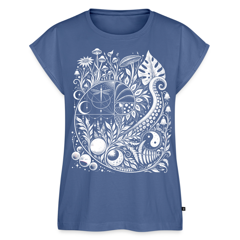 Nature Spiral – Frauen T-Shirt mit gerollten Ärmeln - Taubenblau