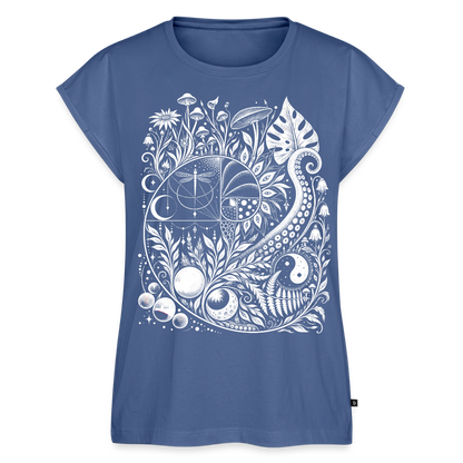 Nature Spiral – Frauen T-Shirt mit gerollten Ärmeln - Taubenblau