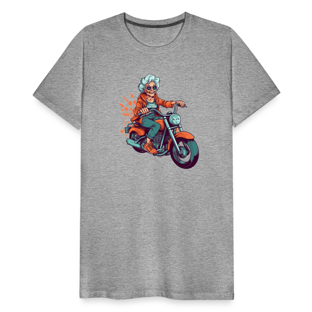 Coole alte Biker Oma - Motorrad Omi  - Männer T-Shirt - Grau meliert