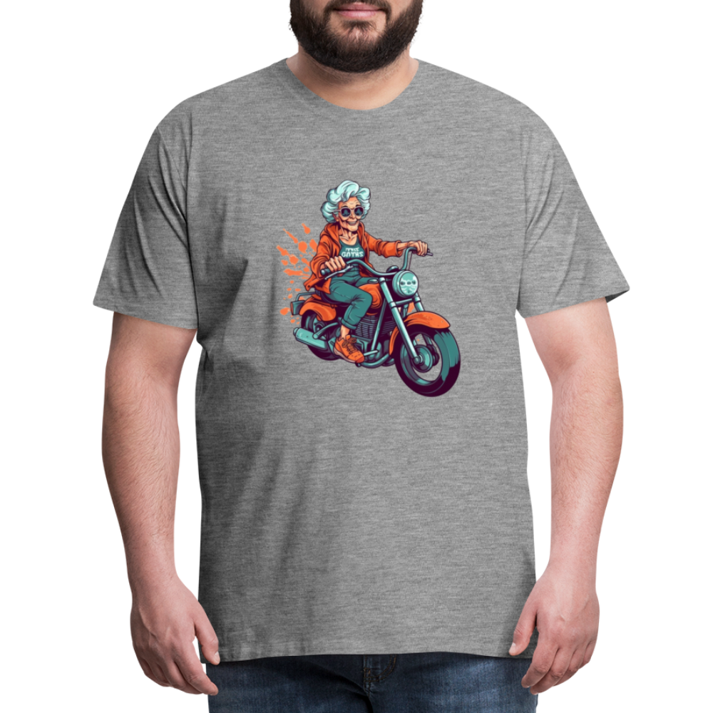 Coole alte Biker Oma - Motorrad Omi  - Männer T-Shirt - Grau meliert