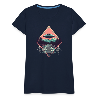 Retro UFO 80er Jahre Motiv - Frauen Premium T-Shirt - by Artful Alchemist