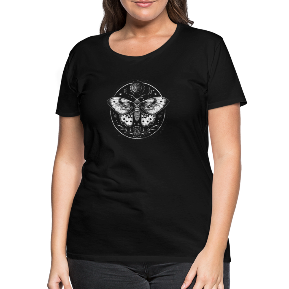 Mystische Motte, Falter mit magischen Details - Women Premium T-Shirt - Schwarz