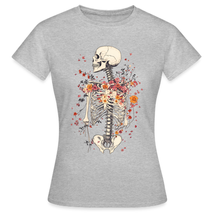 Skelett mit zarten Blumen im Boho Look - Frauen T-Shirt - by Artful Alchemist