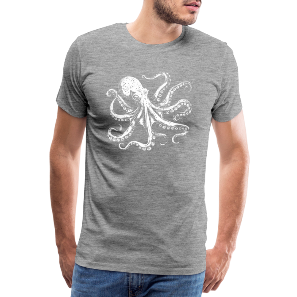 Cooler Oktopus Kraken - T-Shirt Herren - Grau meliert