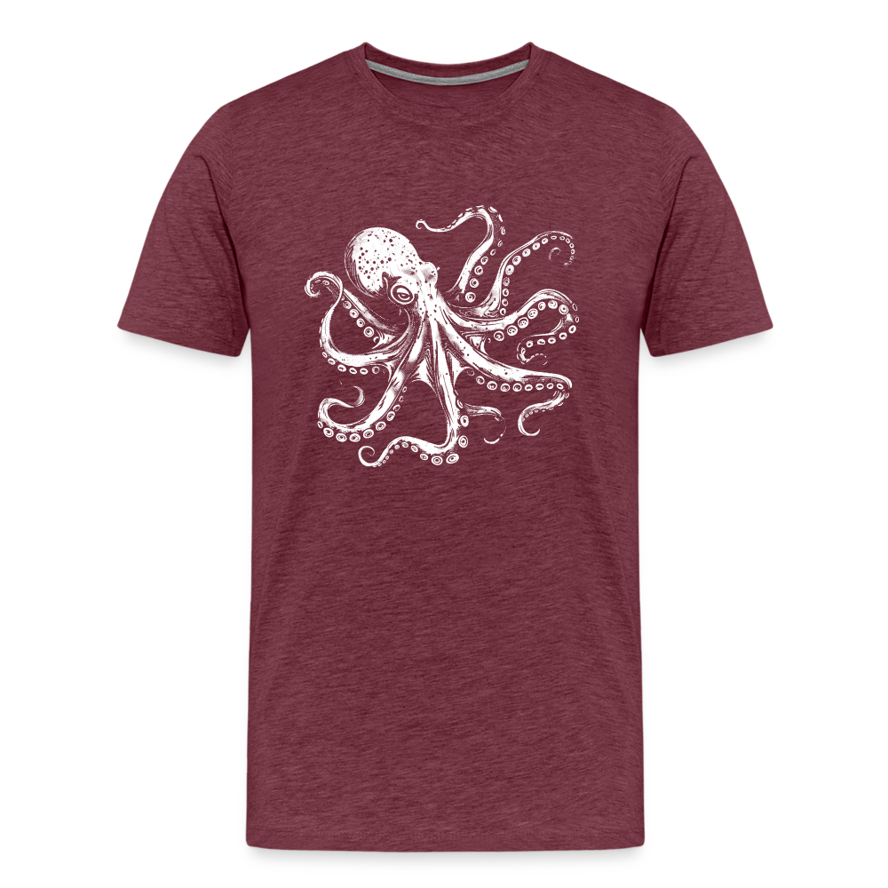 Cooler Oktopus Kraken - T-Shirt Herren - Bordeauxrot meliert