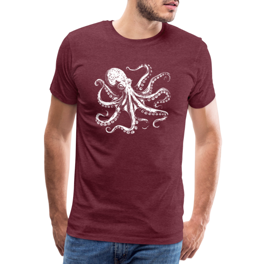 Cooler Oktopus Kraken - T-Shirt Herren - Bordeauxrot meliert