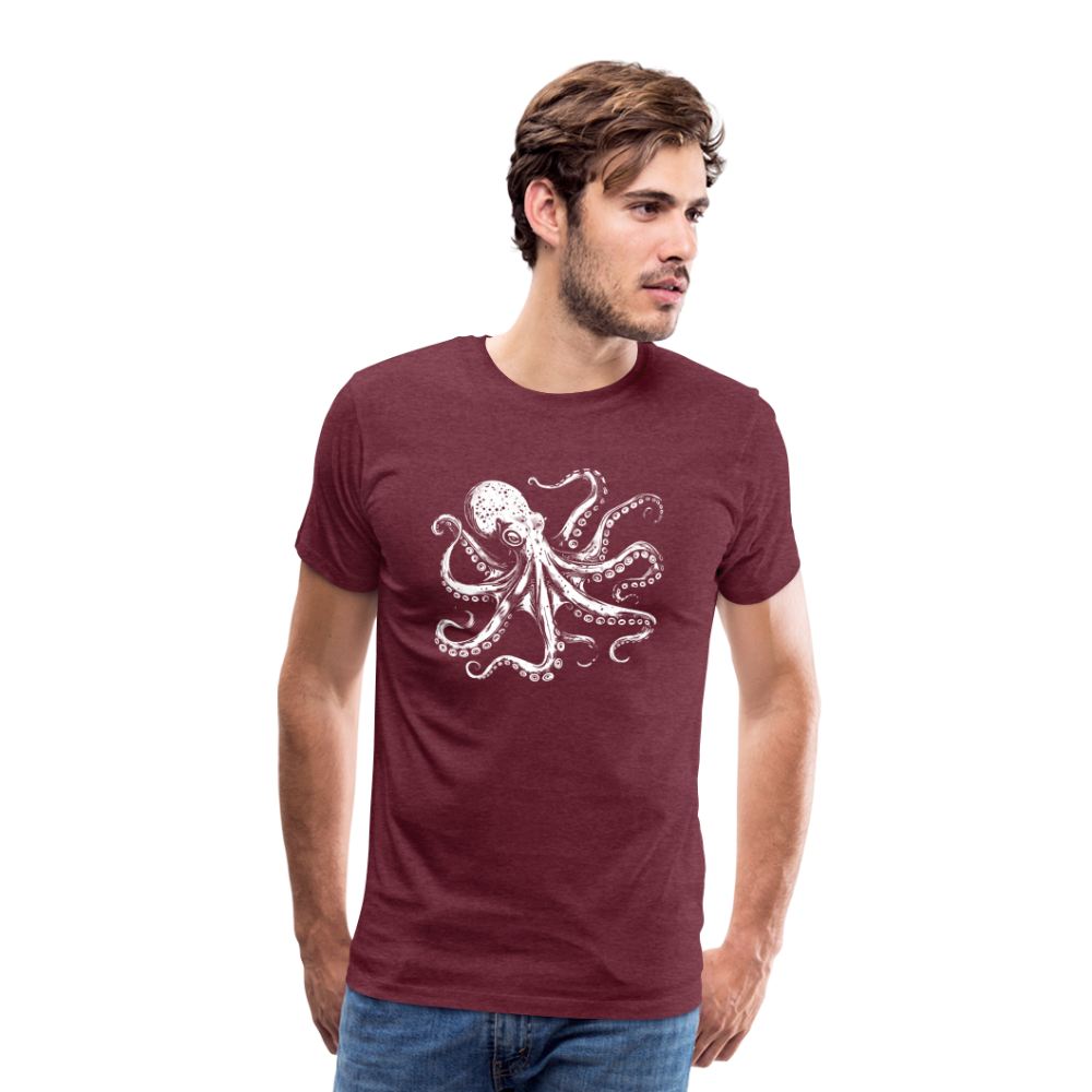 Cooler Oktopus Kraken - T-Shirt Herren - Bordeauxrot meliert