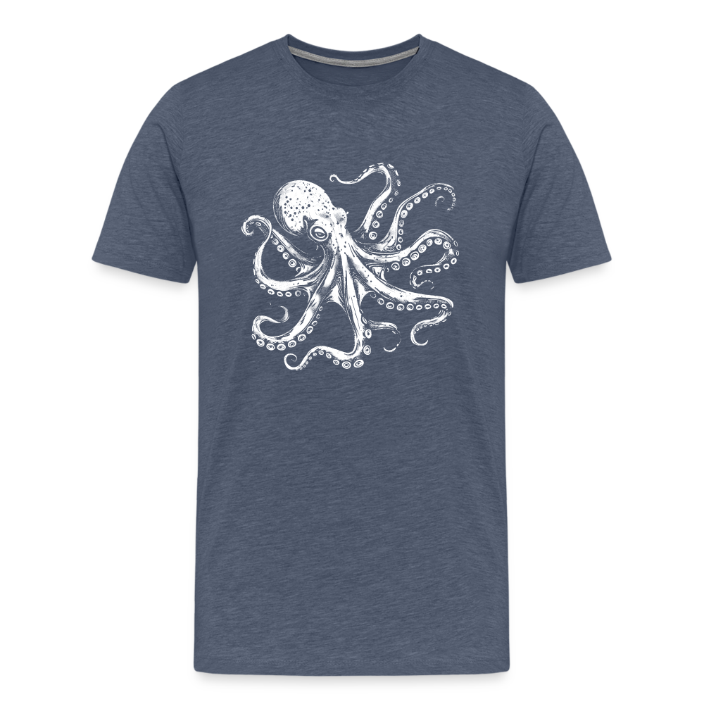 Cooler Oktopus Kraken - T-Shirt Herren - Blau meliert