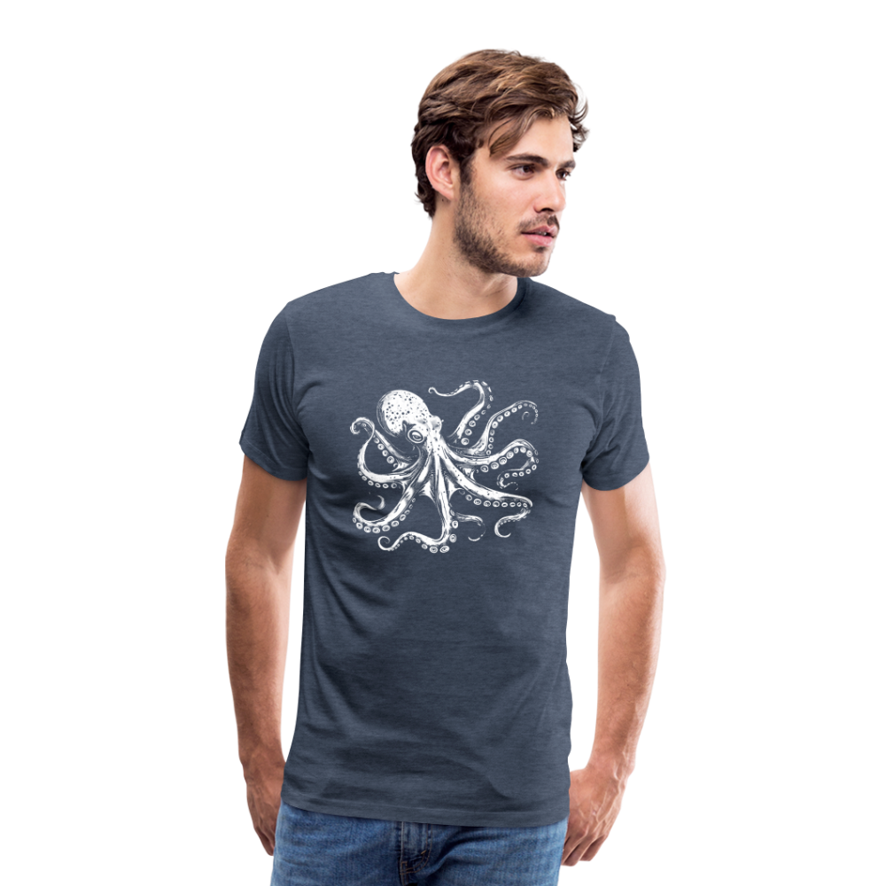 Cooler Oktopus Kraken - T-Shirt Herren - Blau meliert