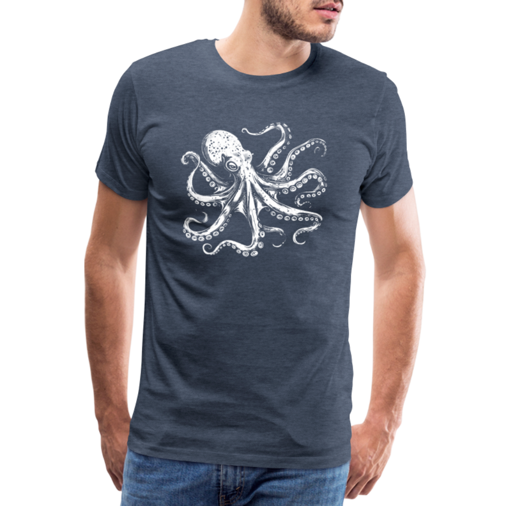 Cooler Oktopus Kraken - T-Shirt Herren - Blau meliert