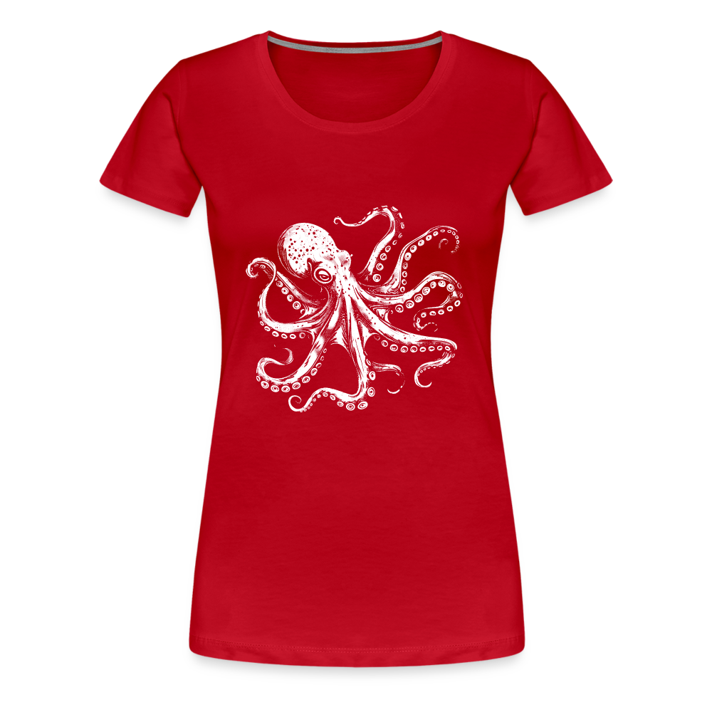 Coole Oktopus Kraken Illustration in weiß - Rot