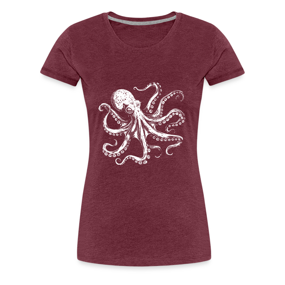 Coole Oktopus Kraken Illustration in weiß - Bordeauxrot meliert