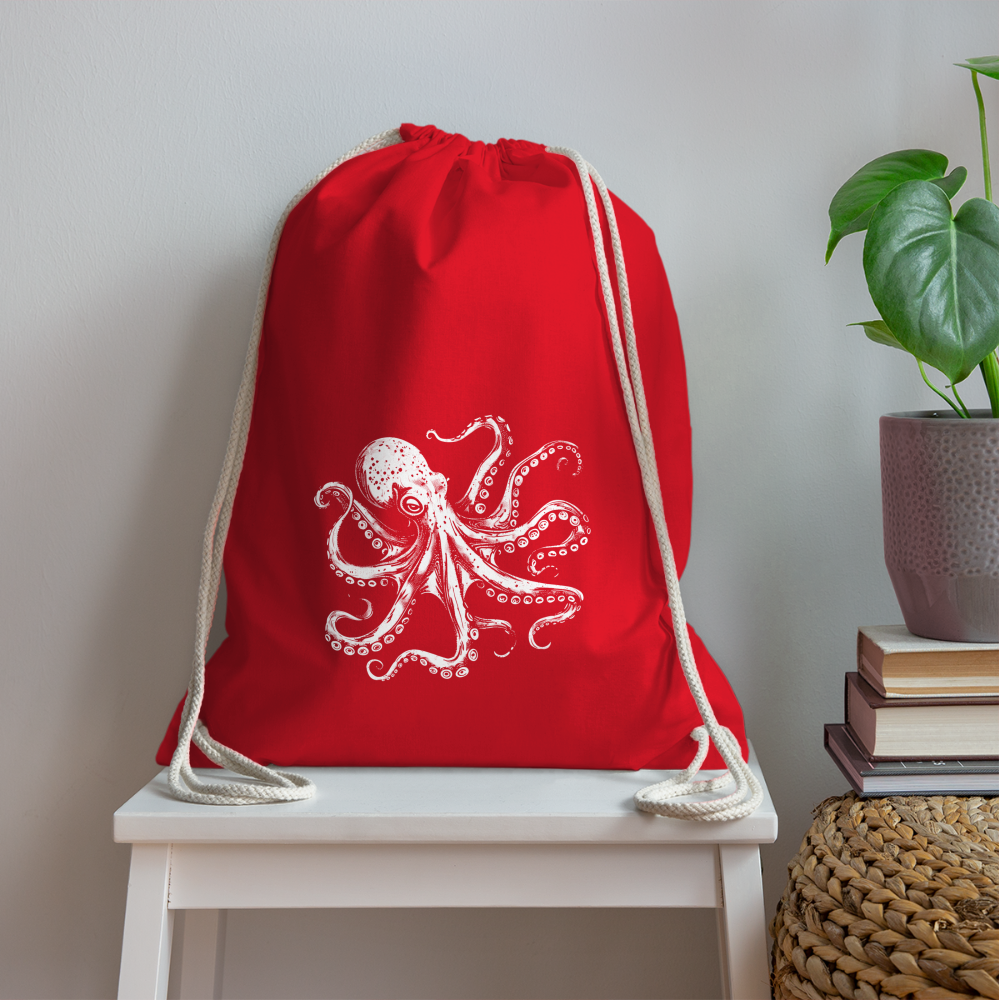 Coole Oktopus Kraken Illustration in weiß - Rot