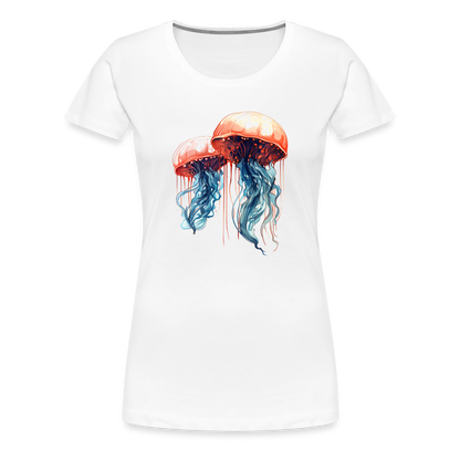 Rosa Blaue Aquarell Quallen - Frauen Premium T-Shirt - by Artful Alchemist