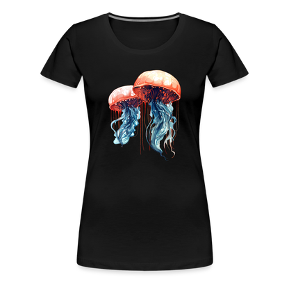 Rosa Blaue Aquarell Quallen - Frauen Premium T-Shirt - by Artful Alchemist