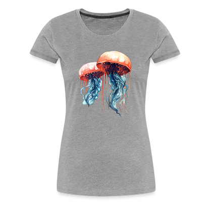 Rosa Blaue Aquarell Quallen - Frauen Premium T-Shirt - by Artful Alchemist