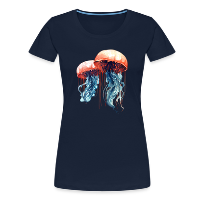Rosa Blaue Aquarell Quallen - Frauen Premium T-Shirt - by Artful Alchemist
