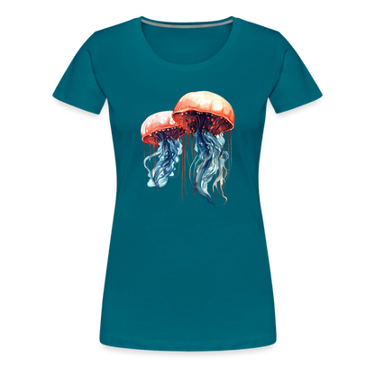 Rosa Blaue Aquarell Quallen - Frauen Premium T-Shirt - by Artful Alchemist