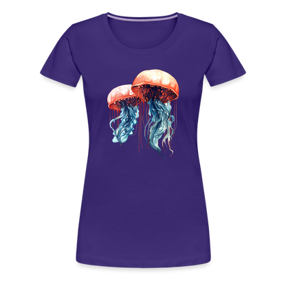 Rosa Blaue Aquarell Quallen - Frauen Premium T-Shirt - by Artful Alchemist