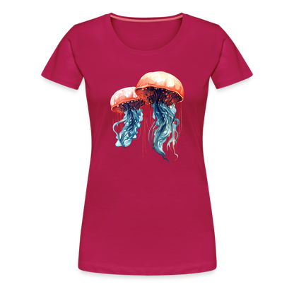 Rosa Blaue Aquarell Quallen - Frauen Premium T-Shirt - by Artful Alchemist