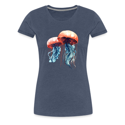 Rosa Blaue Aquarell Quallen - Frauen Premium T-Shirt - by Artful Alchemist