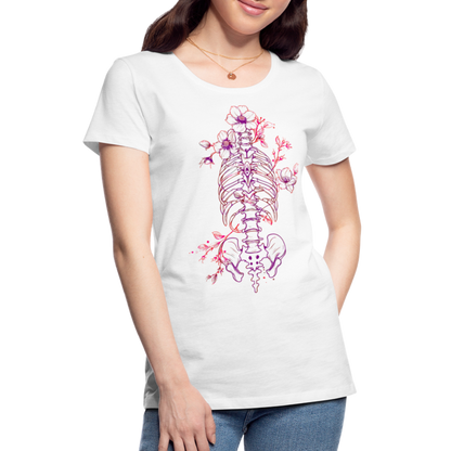 Menschlicher Skelett Torso mit Blumen in lila pink - Frauen Premium T-Shirt - by Artful Alchemist