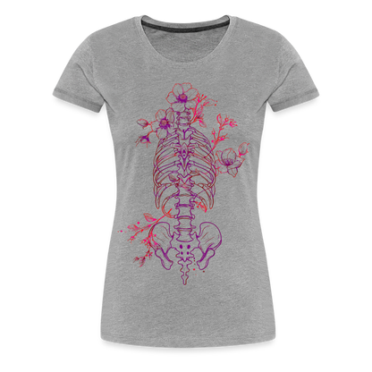 Menschlicher Skelett Torso mit Blumen in lila pink - Frauen Premium T-Shirt - by Artful Alchemist