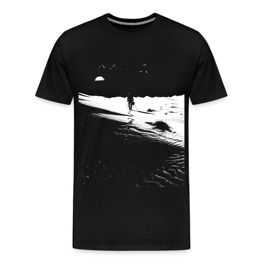 Weg durch die Wüste mit Fußspuren - Monochrom Art - Männer Premium T-Shirt - Schwarz