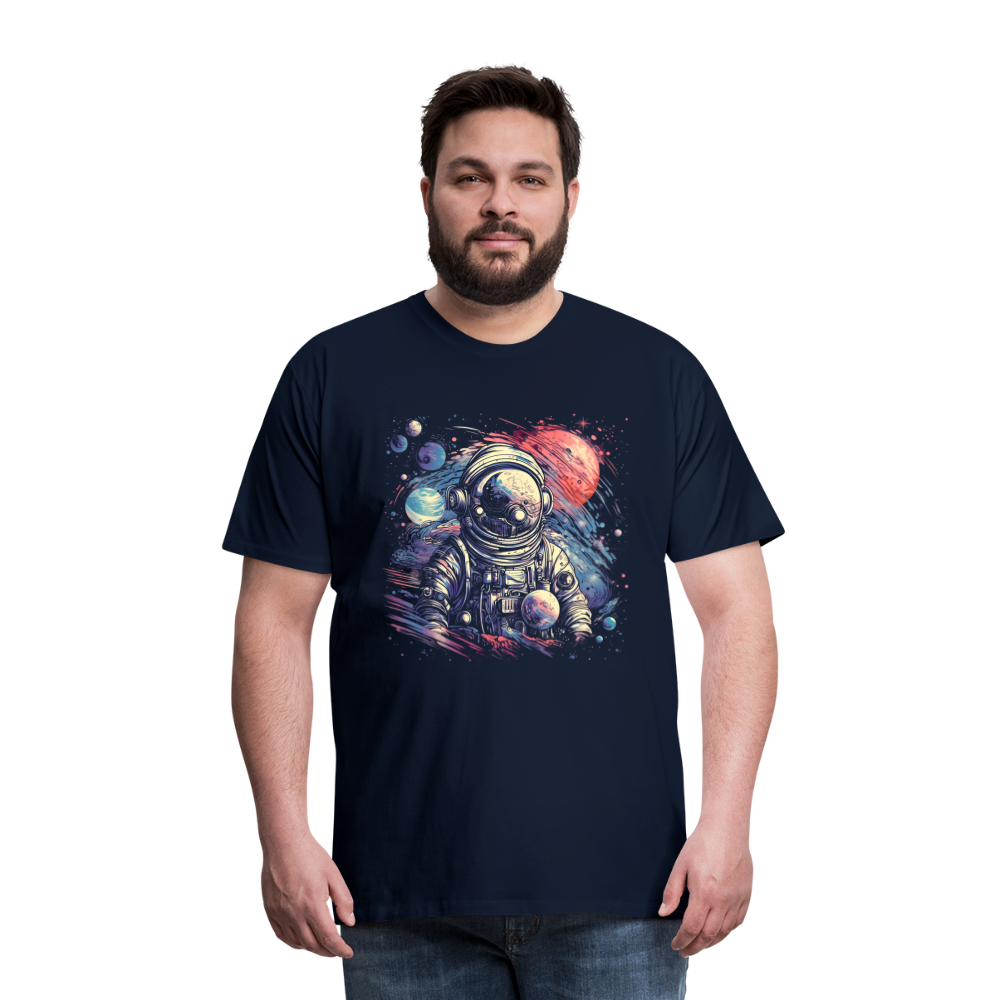 Cooler Astronaut im Retro Look - Männer Premium T-Shirt - Navy