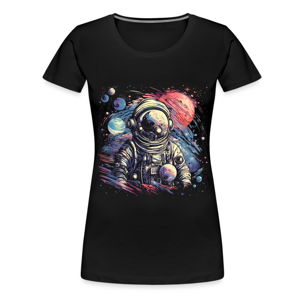 Cooler Astronaut im Retro Look - Frauen Premium T-Shirt - Schwarz