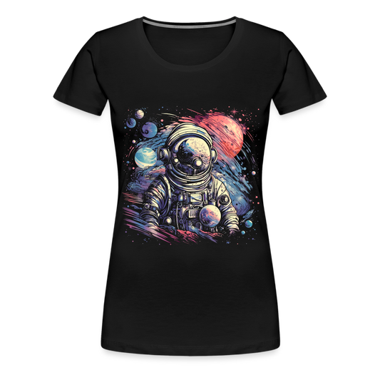 Cooler Astronaut im Retro Look - Frauen Premium T-Shirt - Schwarz