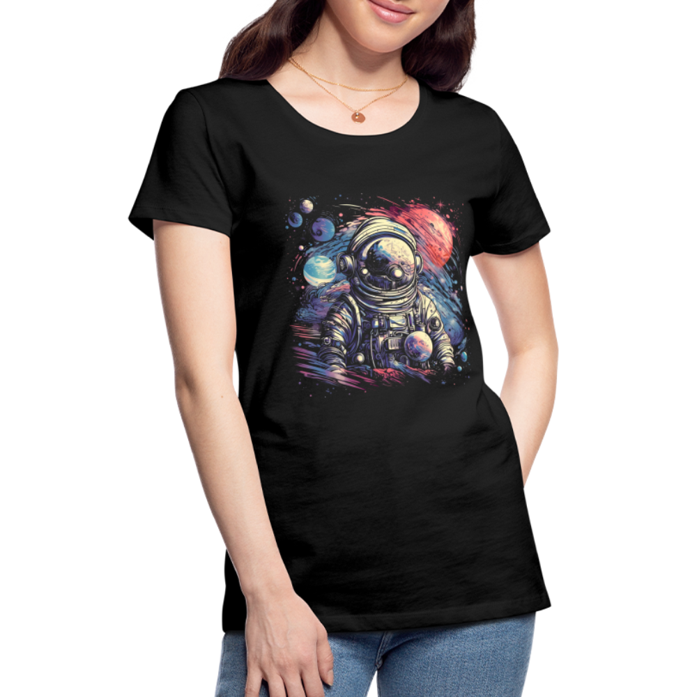 Cooler Astronaut im Retro Look - Frauen Premium T-Shirt - Schwarz