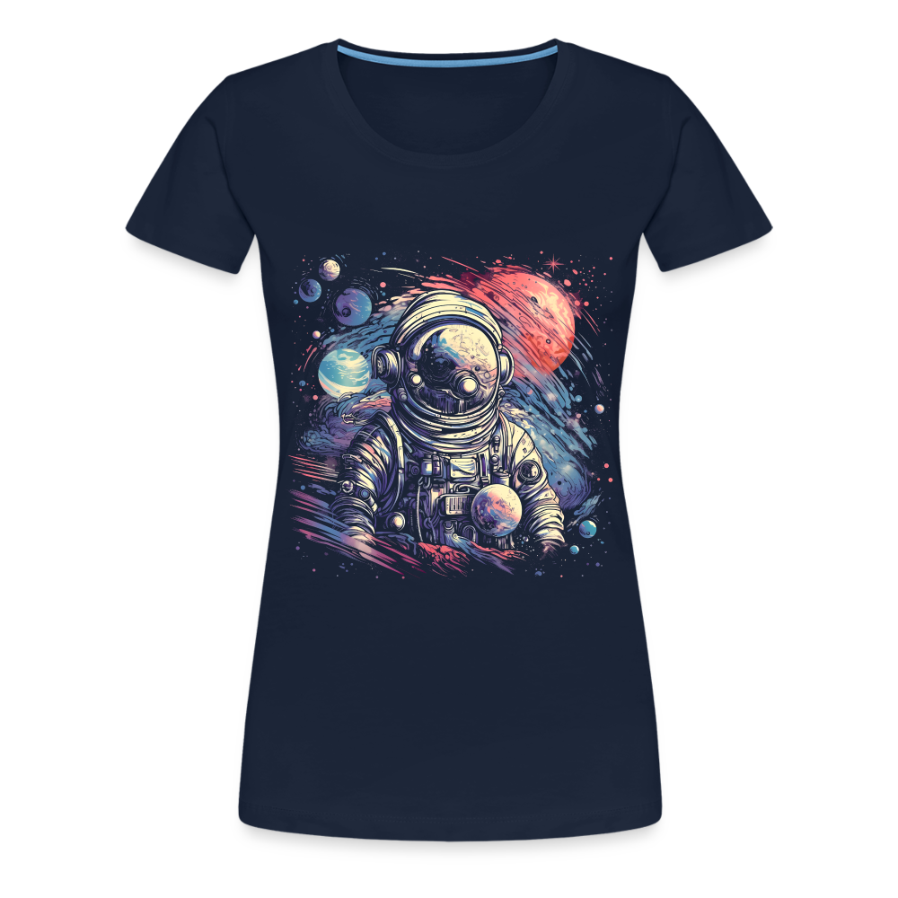 Cooler Astronaut im Retro Look - Frauen Premium T-Shirt - Navy