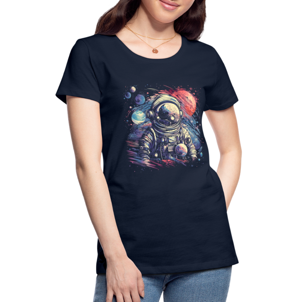 Cooler Astronaut im Retro Look - Frauen Premium T-Shirt - Navy