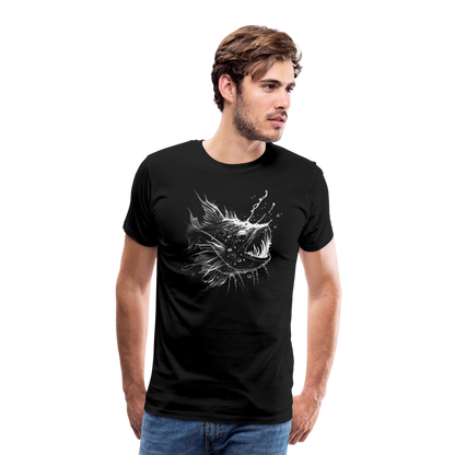 Anglerfisch, Tiefseefisch - Monochrom - Männer Premium T-Shirt - by Artful Alchemist
