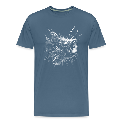 Anglerfisch, Tiefseefisch - Monochrom - Männer Premium T-Shirt - by Artful Alchemist