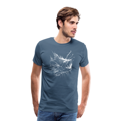 Anglerfisch, Tiefseefisch - Monochrom - Männer Premium T-Shirt - by Artful Alchemist