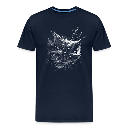 Anglerfisch, Tiefseefisch - Monochrom - Männer Premium T-Shirt - by Artful Alchemist