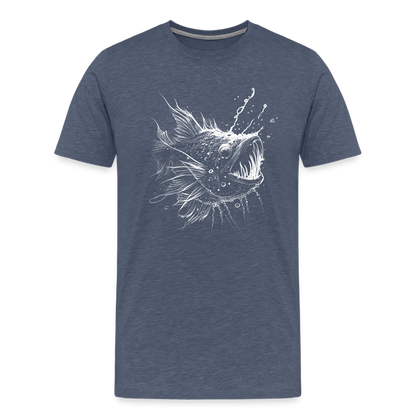 Anglerfisch, Tiefseefisch - Monochrom - Männer Premium T-Shirt - by Artful Alchemist