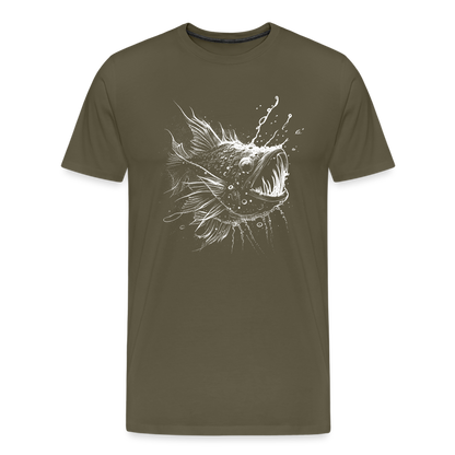 Anglerfisch, Tiefseefisch - Monochrom - Männer Premium T-Shirt - by Artful Alchemist