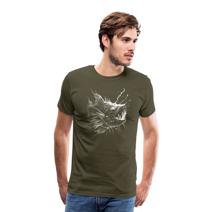 Anglerfisch, Tiefseefisch - Monochrom - Männer Premium T-Shirt - by Artful Alchemist