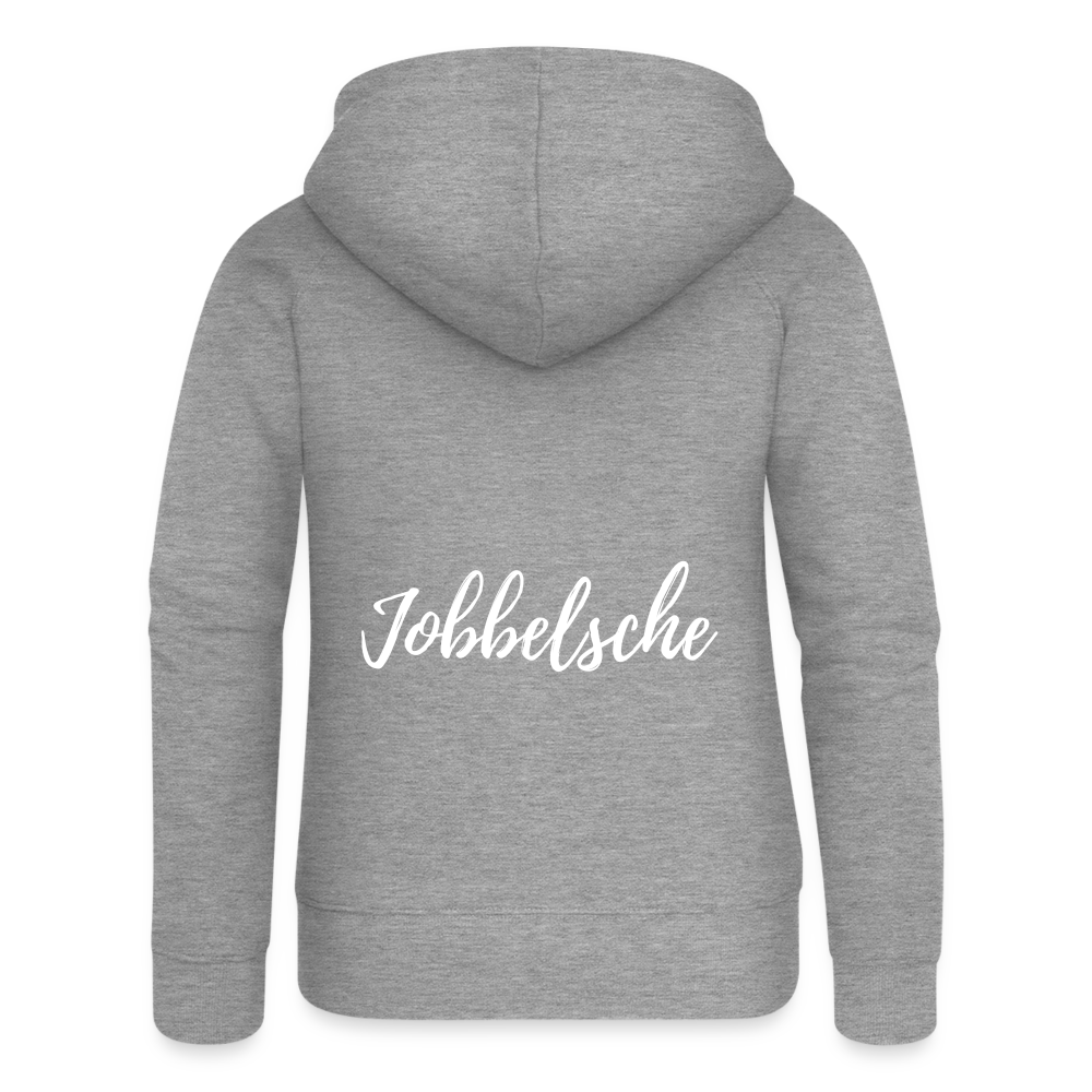 Jobbelsche - Hessisch Mundart - Frauen Premium Kapuzen Jacke - Grau meliert