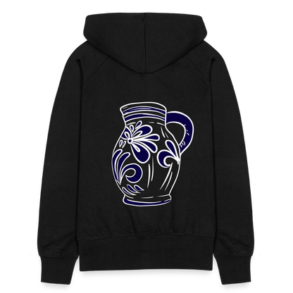 Bembel - weiß, blau- Hessisch Mundart - Frauen Premium Kapuzen Jacke - by Artful Alchemist