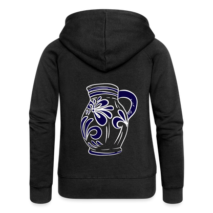 Bembel - weiß, blau- Hessisch Mundart - Frauen Premium Kapuzen Jacke - by Artful Alchemist