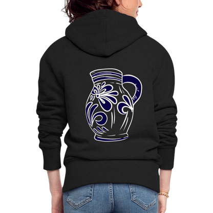 Bembel - weiß, blau- Hessisch Mundart - Frauen Premium Kapuzen Jacke - by Artful Alchemist